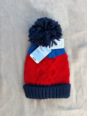 ☃Mother care Boys Navy, Red & Blue Pom-Pom Knit Beanie UK - 1-3 Yrs